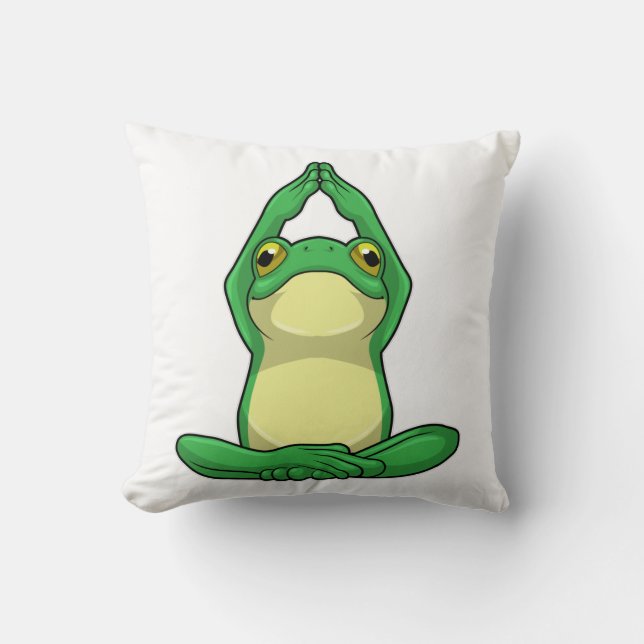 Frosch beim Yoga in Cross BLeged Kissen (Vorderseite)