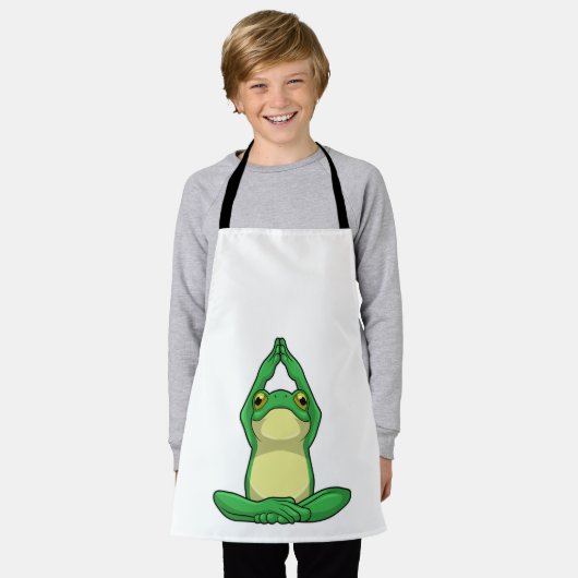 Frosch beim Yoga in Cross BLeged Schürze (Getragen)