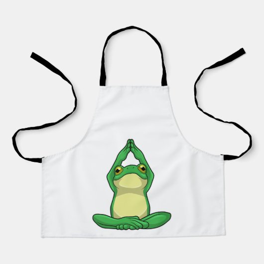 Frosch beim Yoga in Cross BLeged Schürze (Vorderseite)