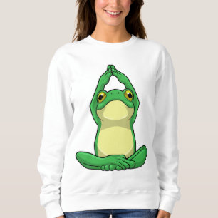 Frosch beim Yoga in Cross BLeged Sweatshirt