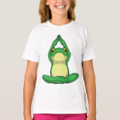 Frosch beim Yoga in Cross BLeged T-Shirt (Vorderseite)