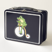 Frosch beim Zirkus mit Fahrrad.PNG Metall Brotdose (Vorderseite)