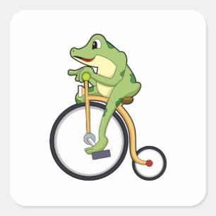 Frosch beim Zirkus mit Fahrrad.PNG Quadratischer Aufkleber