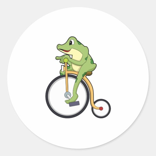 Frosch beim Zirkus mit Fahrrad.PNG Runder Aufkleber (Vorderseite)