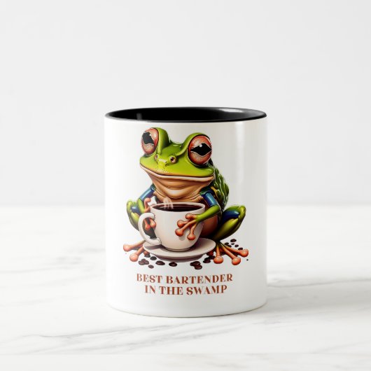 Frosch - bester Barkeeper im Sumpf Zweifarbige Tasse (Mittel)