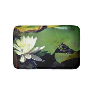 Frosch Bewunderung Wasserlilie Lotus Blume  Badematte
