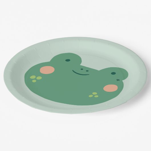 Frosch Birthday Kids Pappteller (Schrägansicht)