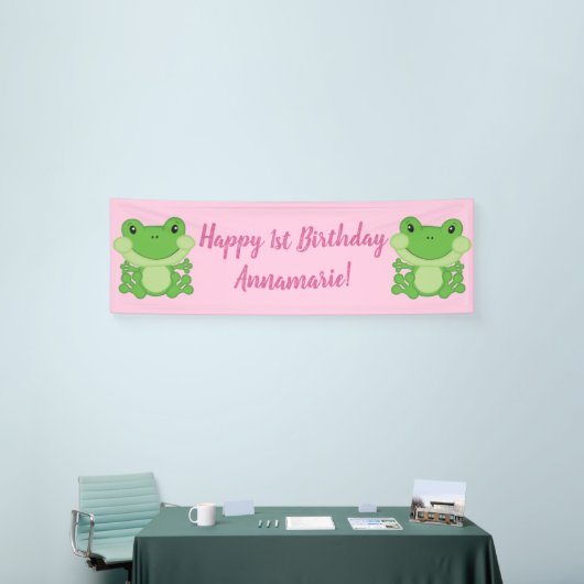 Frosch Birthday Party Pink Banner (Messeveranstaltung)