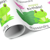 Frosch Birthday Pun Lotus Leaf Blume Name Geschenkpapier (Rolleneckpunkt)