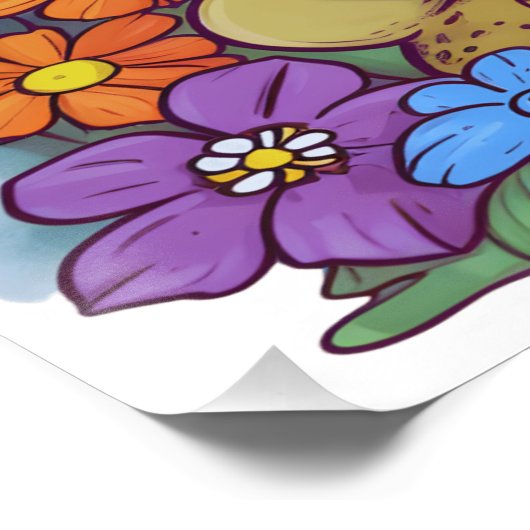 Frosch-Blume aus Cottecore Mushrooms Glossy Poster (Ecke)