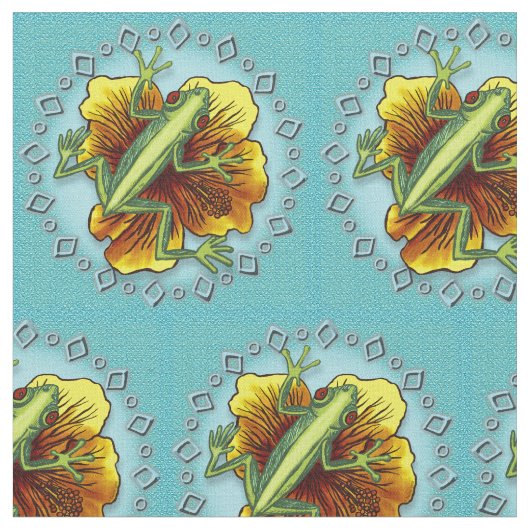 Frosch-Blume Stoff (Nahaufnahme)