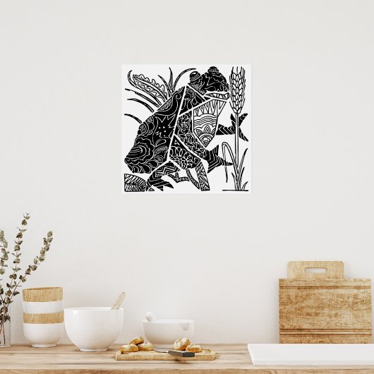 Frosch boho floral abstrakt poster (Küche)