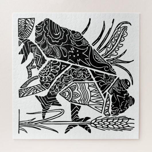 Frosch boho floral abstrakt puzzle (Horizontal)