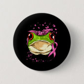 Frosch Brustkrebs Bewusstsein rosa Krebs Button (Vorderseite)