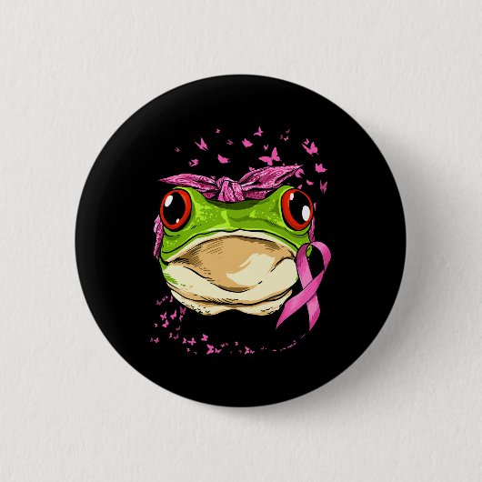 Frosch Brustkrebs Bewusstsein rosa Krebs Button (Vorderseite)