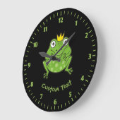 Frosch-Cartoon Große Wanduhr (Winkel)