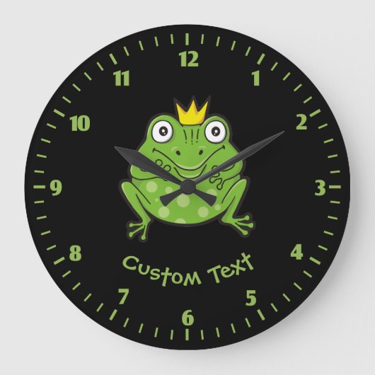 Frosch-Cartoon Große Wanduhr (Vorderseite)