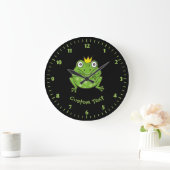 Frosch-Cartoon Große Wanduhr (Zuhause)