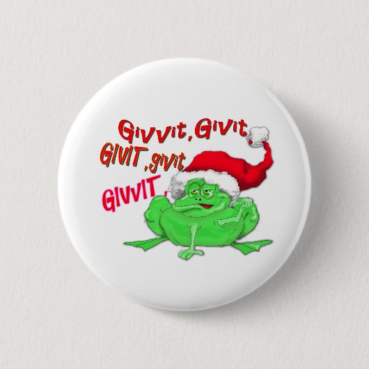 Frosch Cartoon mit Frosch Weihnachtsmannmütze givi Button (Vorderseite)