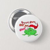 Frosch Cartoon mit Frosch Weihnachtsmannmütze givi Button (Vorne & Hinten)
