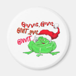 Frosch Cartoon mit Frosch Weihnachtsmannmütze givi Magnet