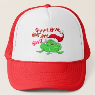 Frosch Cartoon mit Frosch Weihnachtsmannmütze givi Truckerkappe