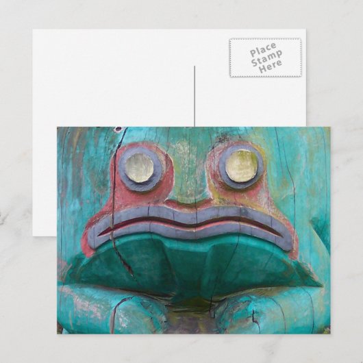 Frosch Carving Postkarte (Vorne/Hinten)