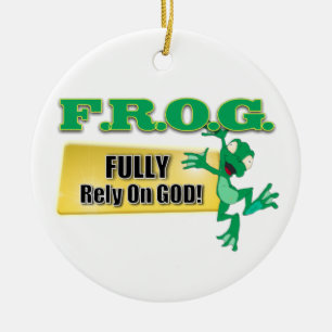 FROSCH-CHRISTLICHES AKRONYM - BAUEN SIE VÖLLIG AU KERAMIK ORNAMENT