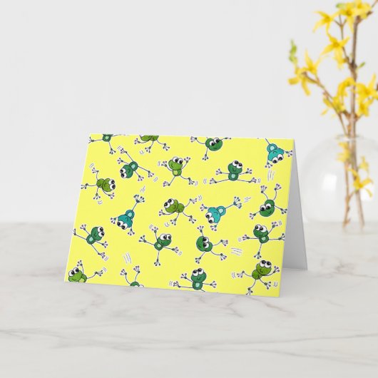 Frosch Collage Karte (Gelbe Blume)