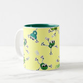Frosch Collage Zweifarbige Tasse (Vorderseite Links)