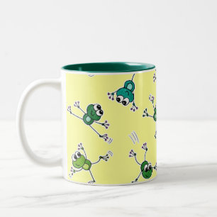Frosch Collage Zweifarbige Tasse