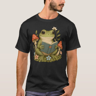 Frosch Cottagecore Ästhetik Süßer Frosch beim Lese T-Shirt