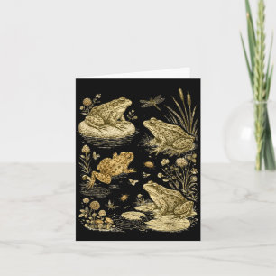Frosch cottagecore Leben vintage botanisches Grafi Karte
