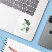 Frosch Cottagecore Pilzsammlung Illustration Aufkleber (Laptop mit iPhone)