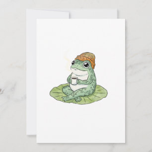 Frosch Cottagecore trinkt Kaffee Illustration Einladung