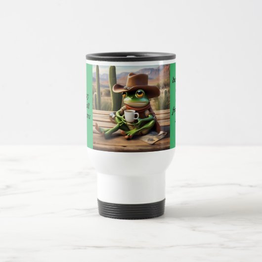 Frosch Cowboy mit lustigem Kaffee dachte Thermal-T Reisebecher (Mittel)