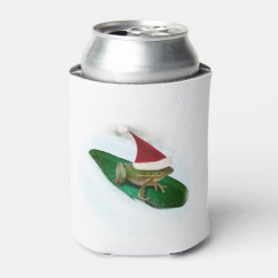 Frosch, der durch den Schnee auf einem Lilienpad s Dosenkühler