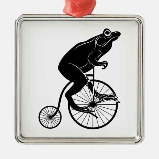 Frosch, der ein Fahrrad reitet Ornament Aus Metall (Vorne)