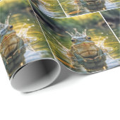 Frosch, der eine Wasserschlackenkrone trägt Geschenkpapier (Rolleneckpunkt)