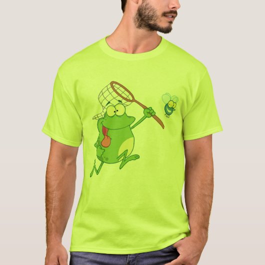 Frosch, der Fliege mit Netz jagt T-Shirt (Vorderseite)