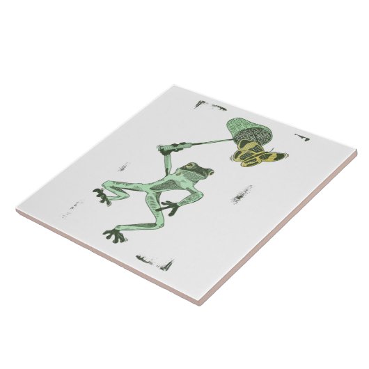 Frosch, der Schmetterlinge jagt Fliese (Seite)
