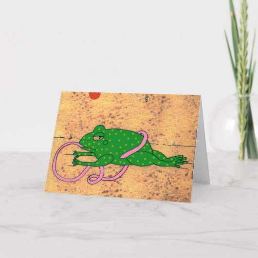 Frosch, der über seiner Zunge-Gruß-Karte auslöst Karte (Vorderseite)