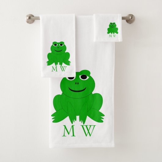 Frosch-Design mit Monogramm Badhandtuch Set (Insitu)