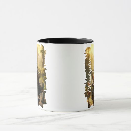 Frosch durch Morning Pond Reflection Tasse (Zentrum)