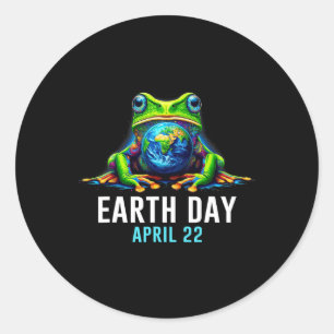 Frosch Earth Day rettet den Planeten farbenfroh Runder Aufkleber