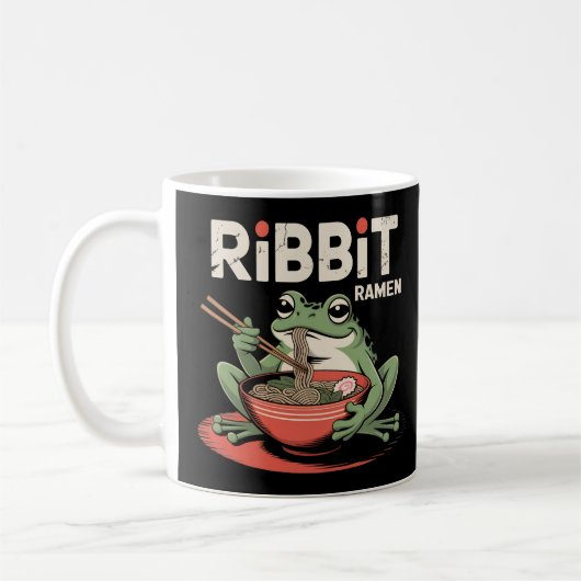 Frosch Eating Ramen Funny Ribbit Ramen Kaffeetasse (Links)