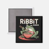 Frosch Eating Ramen Funny Ribbit Ramen Magnet (Vorderseite/Rückseite)