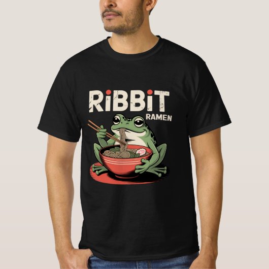 Frosch Eating Ramen Funny Ribbit Ramen T-Shirt (Vorderseite)