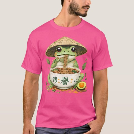 Frosch Eating Ramen Japanisch Kunst Niedliche Anim T-Shirt (Vorderseite)