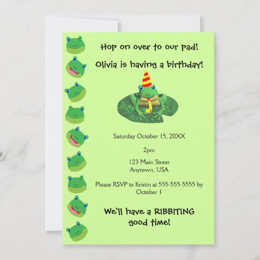 Frosch Einladung (Vorderseite)